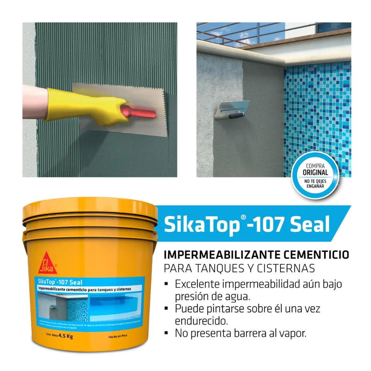 SIKA - Pack Impermeabilizante para tanques Sikatop 107 SEAL PER x 4.5Kg