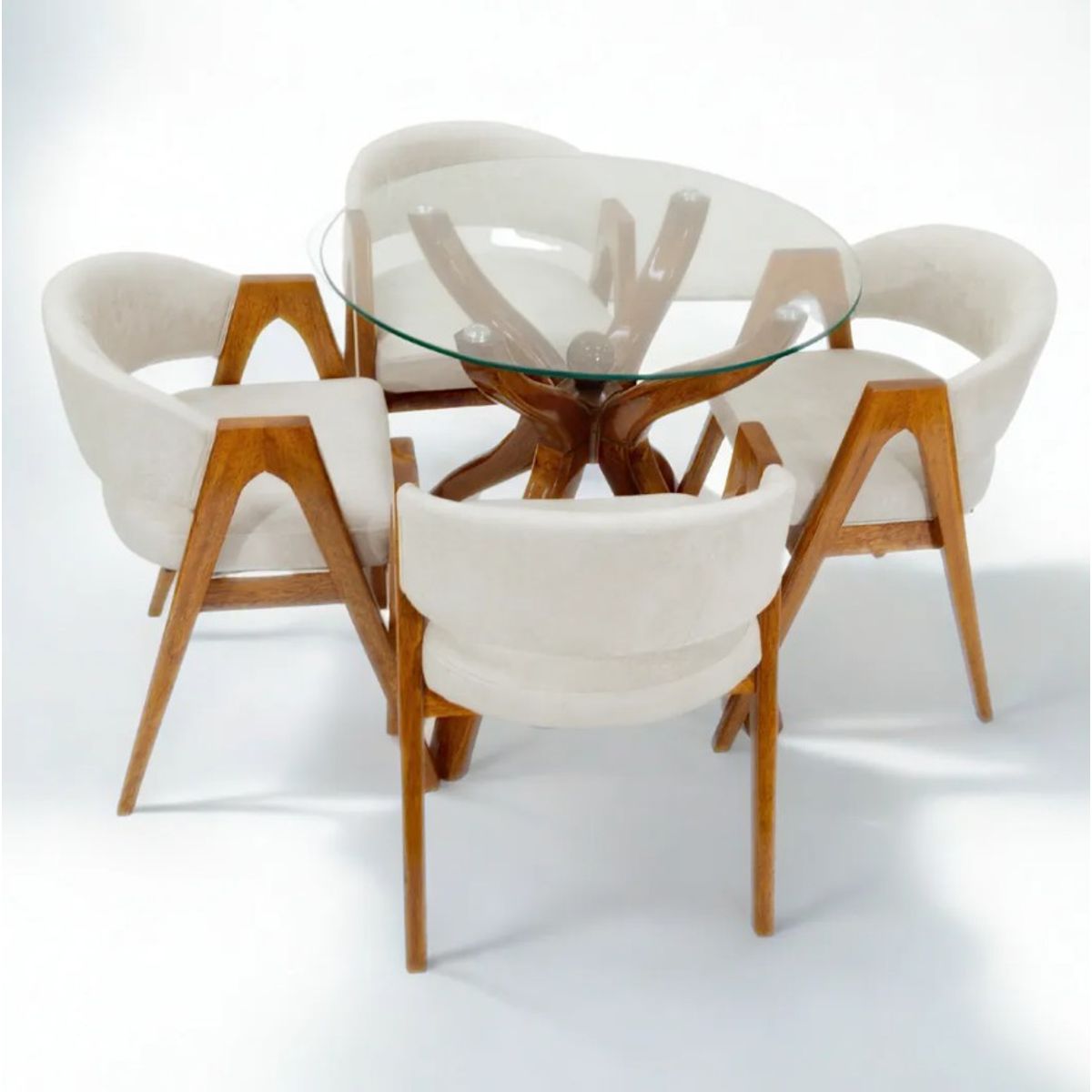 ALTO HOGAR - Juego De Comedor Ohana 4 Sillas Crema Madera Tornillo