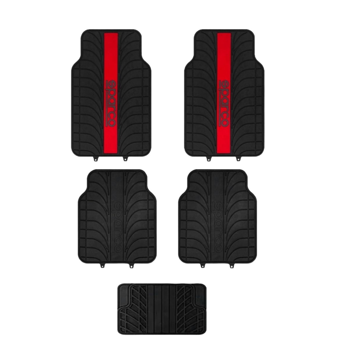 SPARCO - PISO SPARCO 5 PIEZAS PVC LINEA ROJA