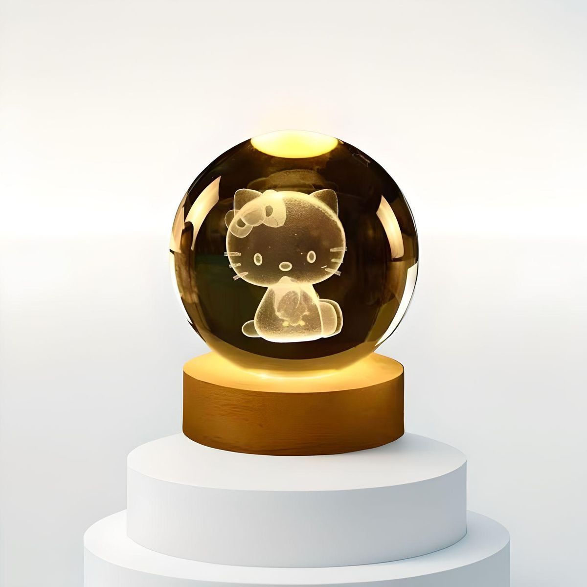 GENERICO - ESFERA DE CRISTAL LÁMPARA ADORNO HELLO KITTY LUZ LED 3D
