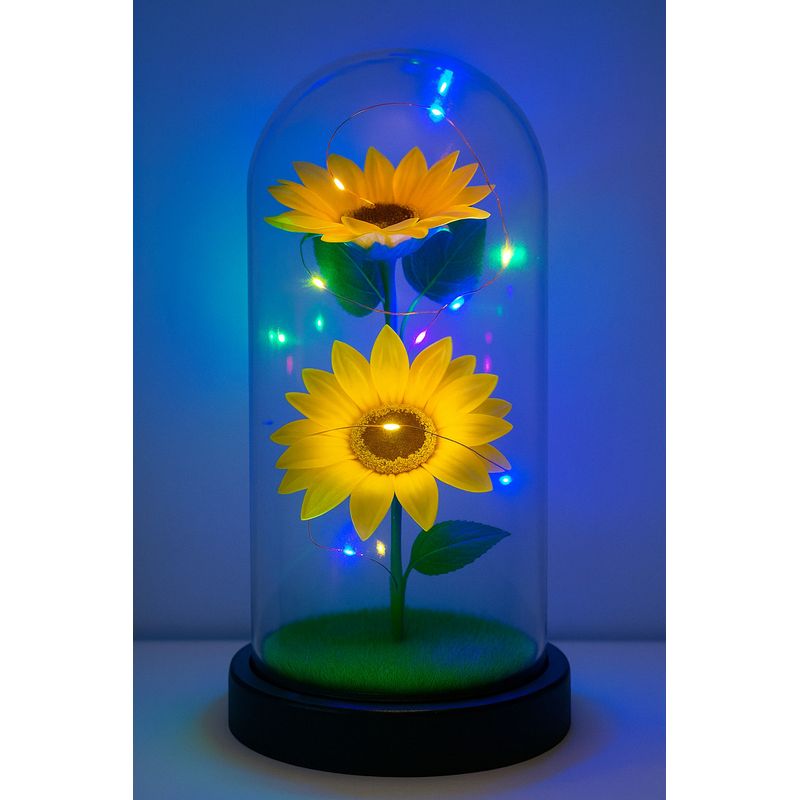 GENERICO - Ramo de Girasoles Eternos en Cúpula Acrílica