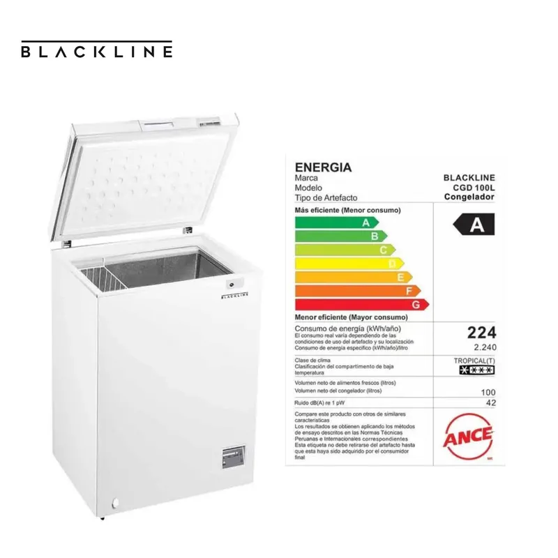 BLACKLINE - Congeladora BLACKLINE de 100L Chest Freez Blanco CGD-100L