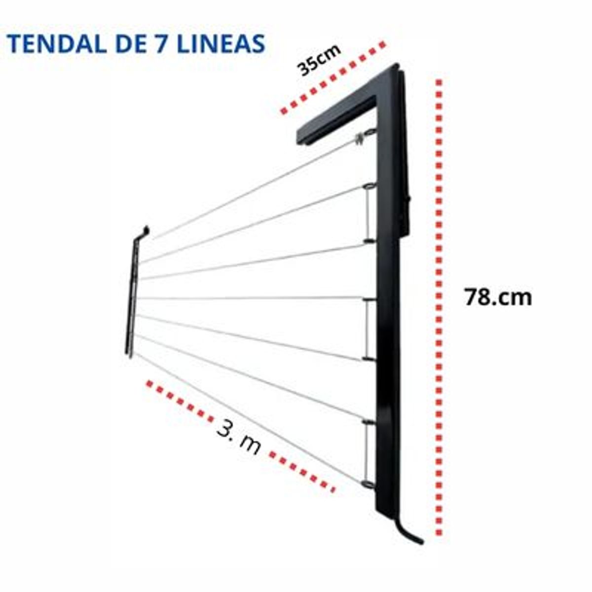 Tendedero De Ropa de 7 líneas Plegable Color Negro TRP-N70, marca GENERICO - Foto Principal