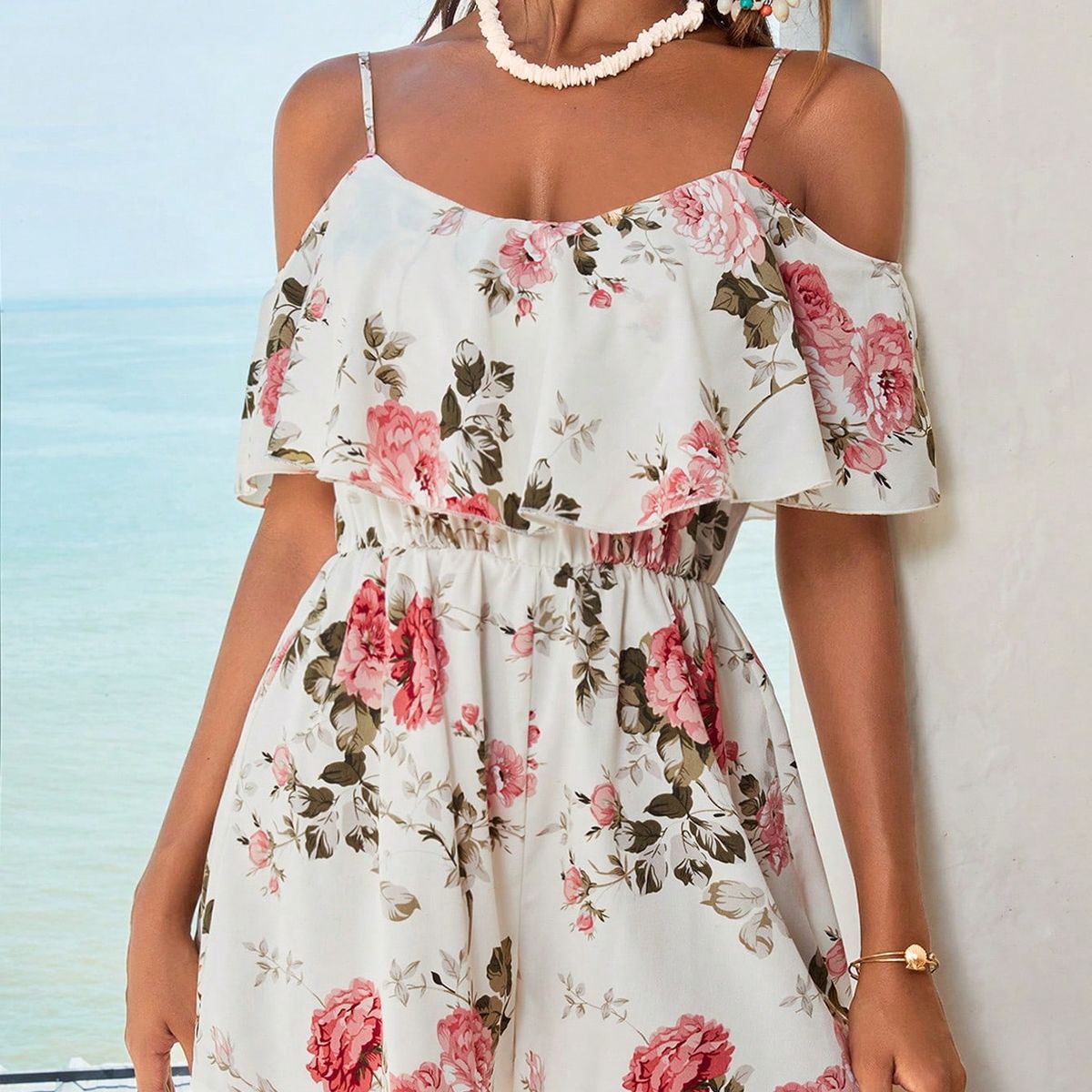 KAST PE - Enterizo Genevieve floral y hombros descubiertos  Talla M