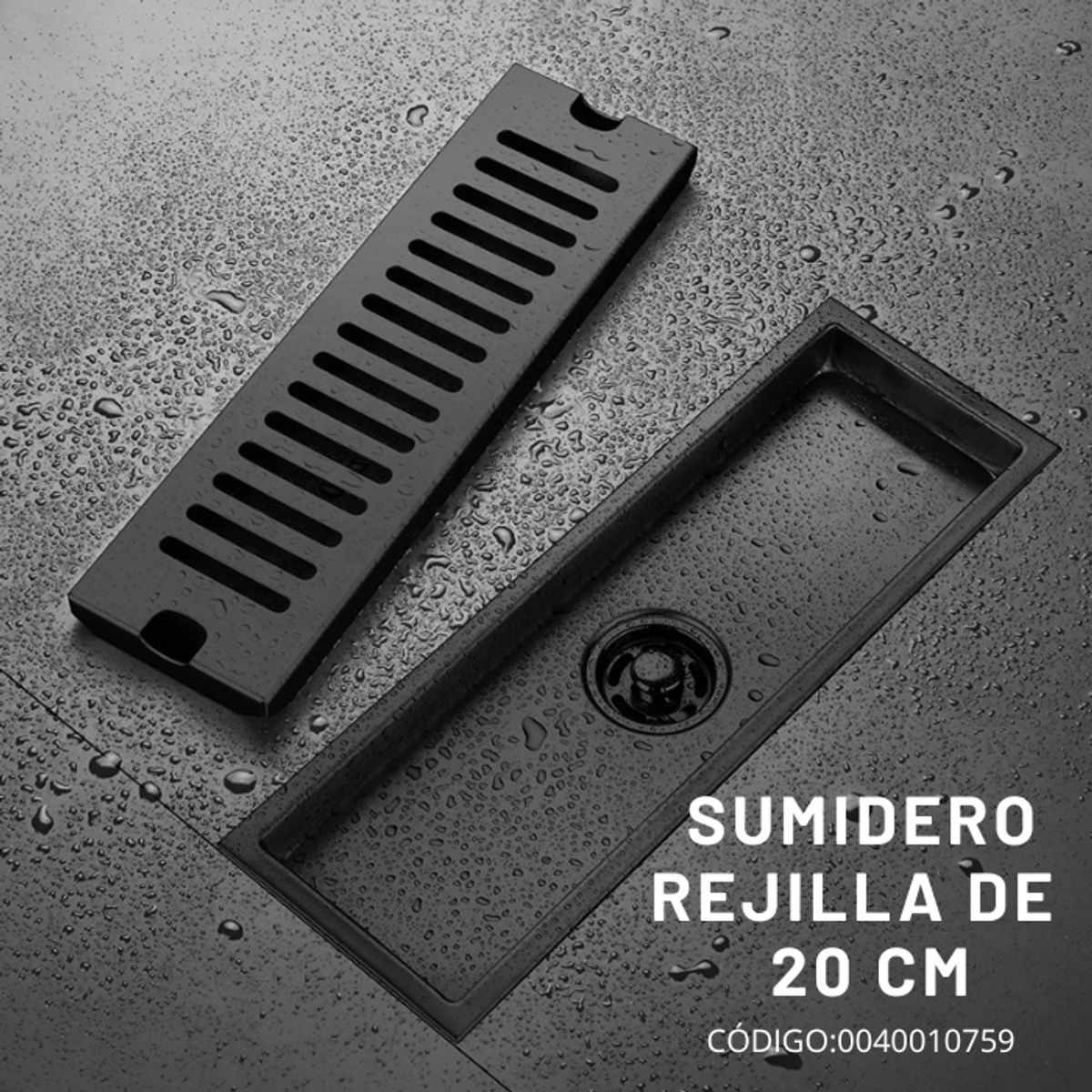 FRATELLI - SUMIDERO 10X20 CM ACERO 304 NEGRO