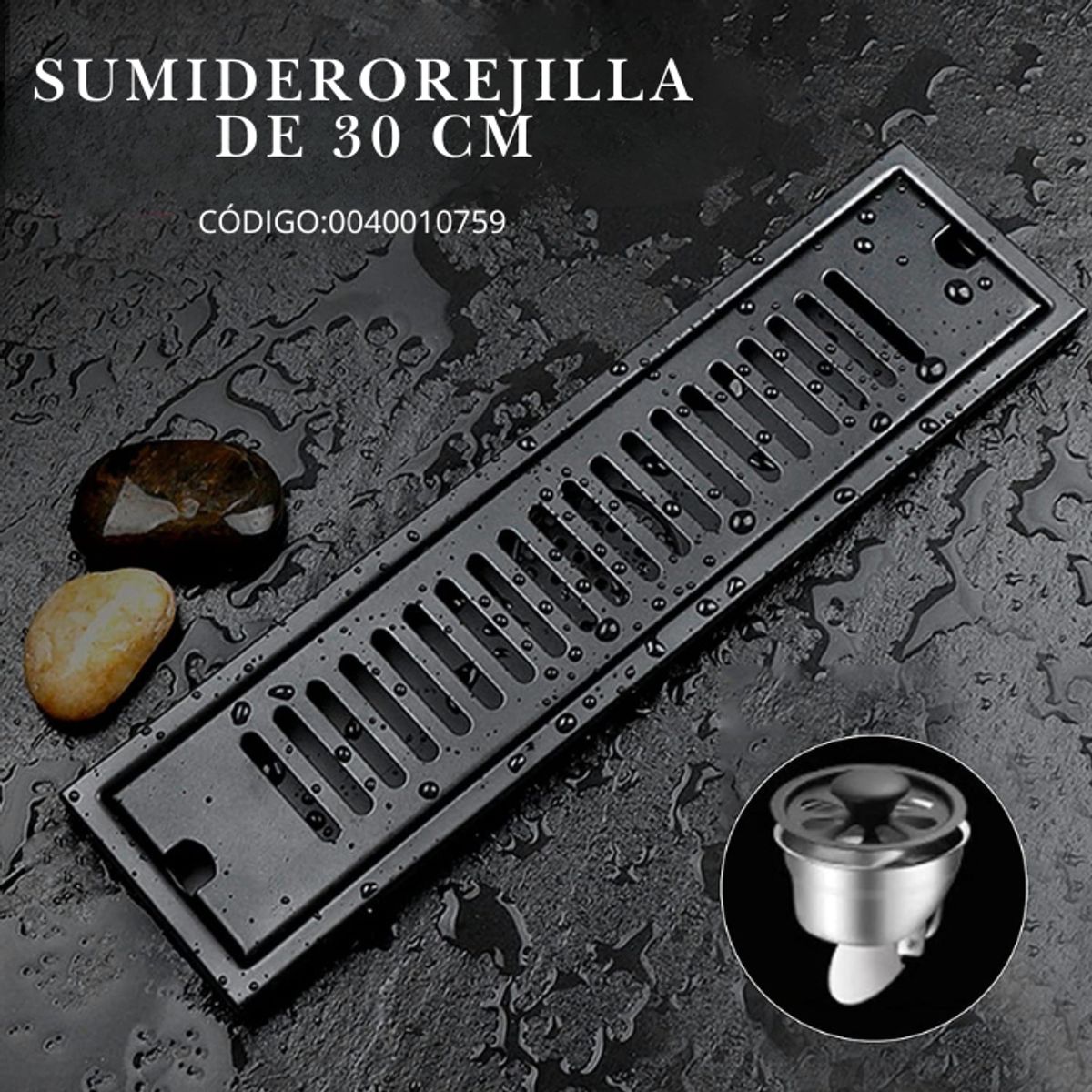 FRATELLI - SUMIDERO LARGO 10X30 CM  DE ACERO 304 NEGRO