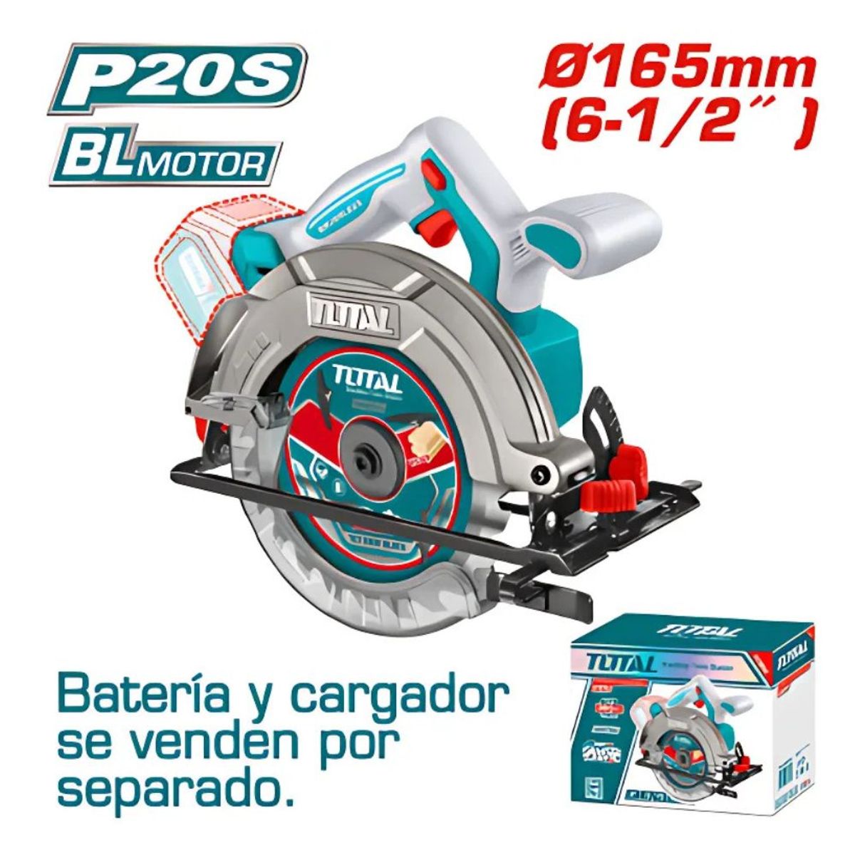 TOTAL TOOLS - Sierra Circular LI-ION 20v 165MM Brushless Industrial - TSLI1652