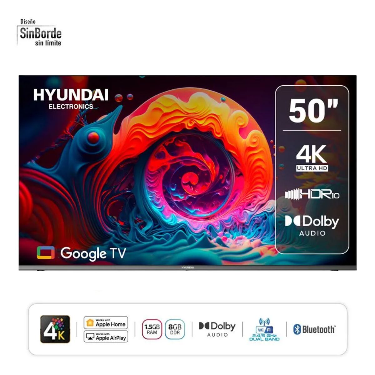 HYUNDAI - TELEVISOR HYUNDAI 50 SMART TV GOOGLE TV 4K UHD LED 2025 - HYLED5024G