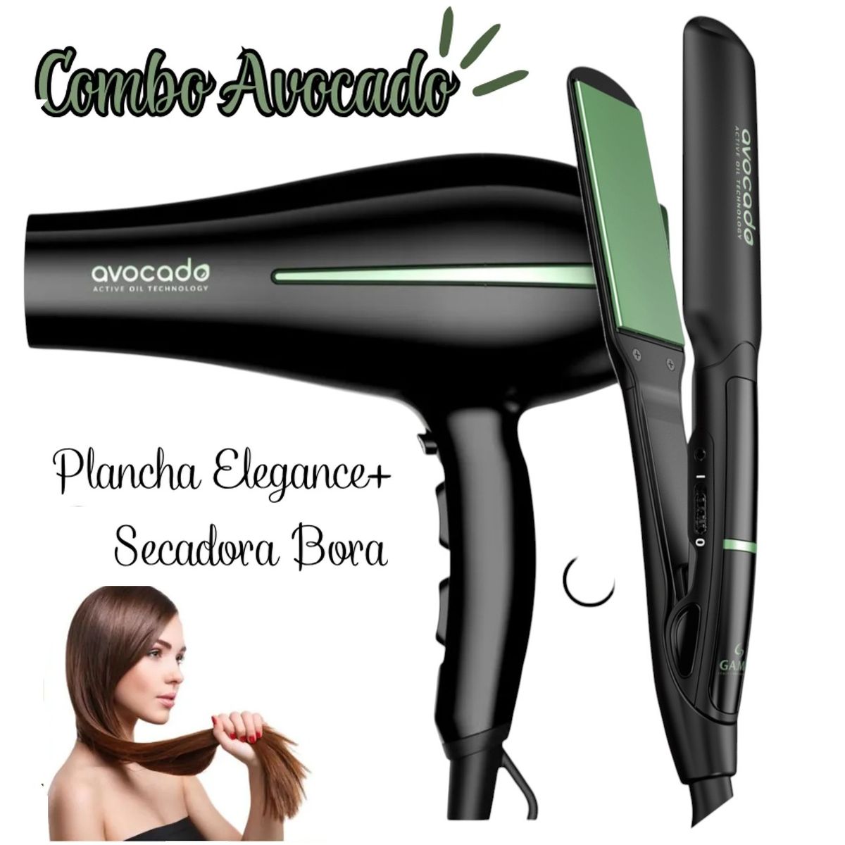 Gama - Alisadora XWIDE DIG Avocado + Secador Tempo STD Avocado  GAMA