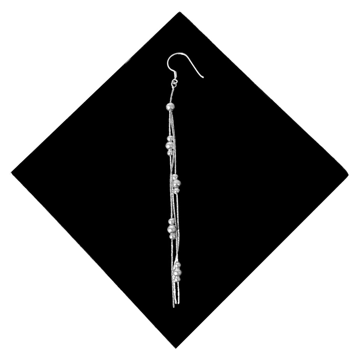 GENERICO - Aretes Largos Bombita Caída Triple Regalo Novia Mamá Plata 925