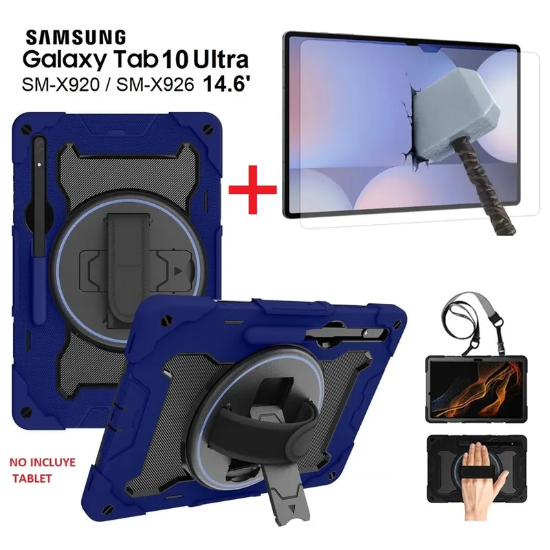 GENERICO - Funda Armor + Mica Vidrio para Samsung Tab S10 Ultra 14.6 SM-X920 X926