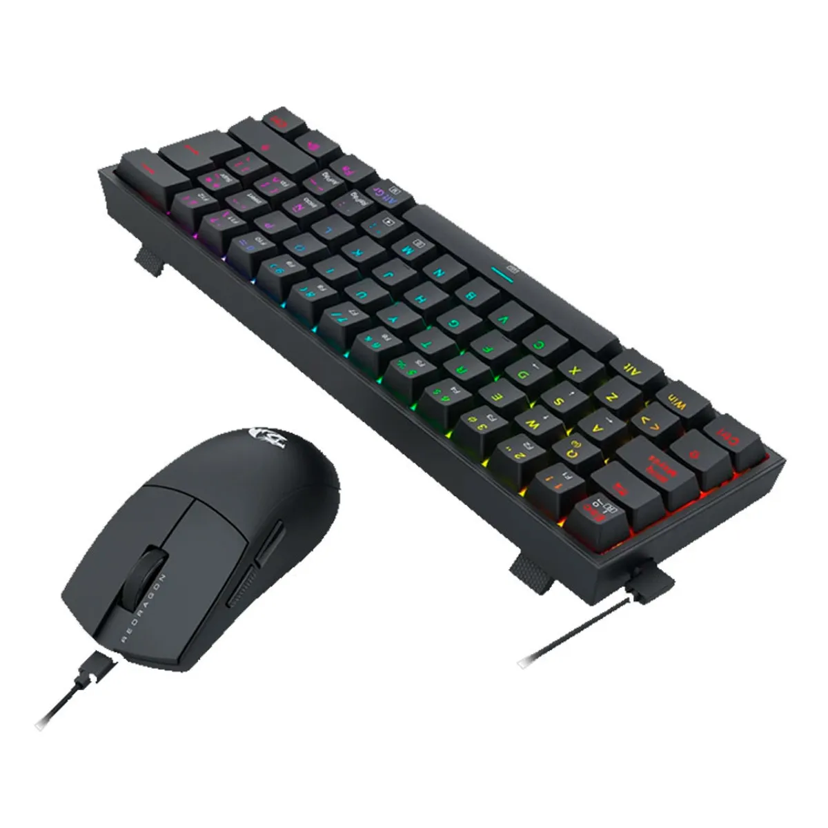 REDRAGON - Combo Redragon S143 Teclado K617RGB + Mouse M724 Black Español