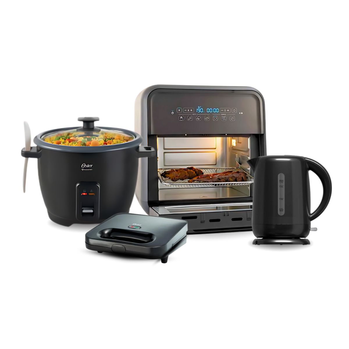 OSTER - Combo Oster Freidora de Aire + Hervidora + Arrocera + Sandwichera