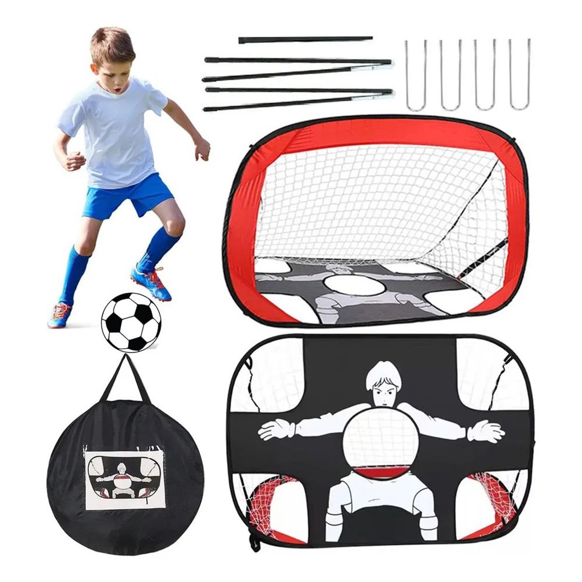 GENERICO - Kit de Arco de Fútbol Plegable 2 en 1 y Bolsa de Transporte