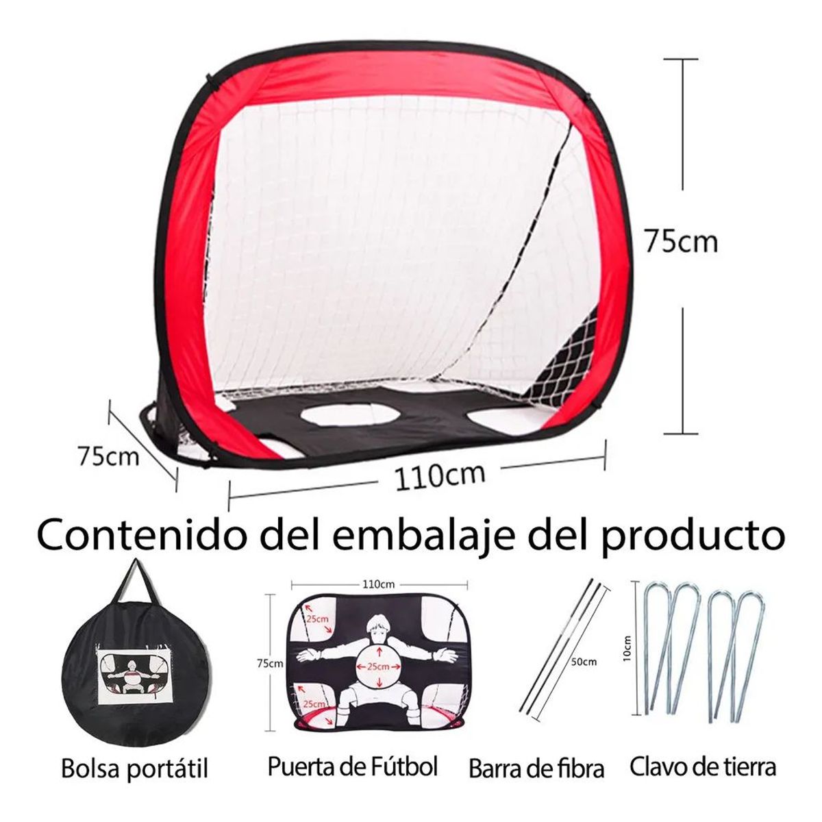 GENERICO - Kit de Arco de Fútbol Plegable 2 en 1 y Bolsa de Transporte