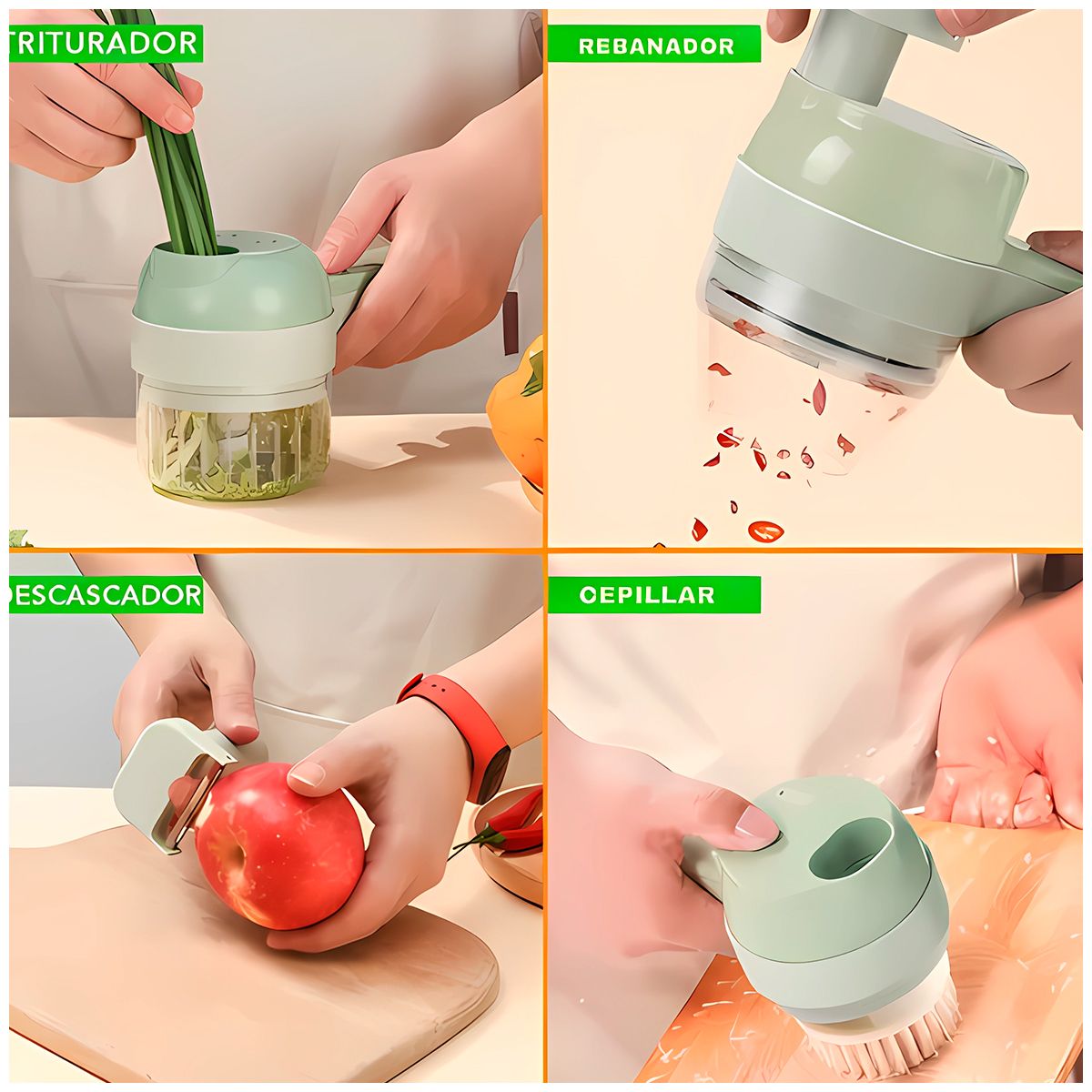 GENERICO - Cortador De Verduras Electrico Rebanador Rayador Usb Cocina