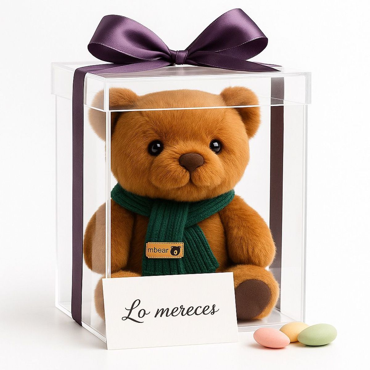 GENERICO - Osito de Peluche Marrón con Bufanda Verde