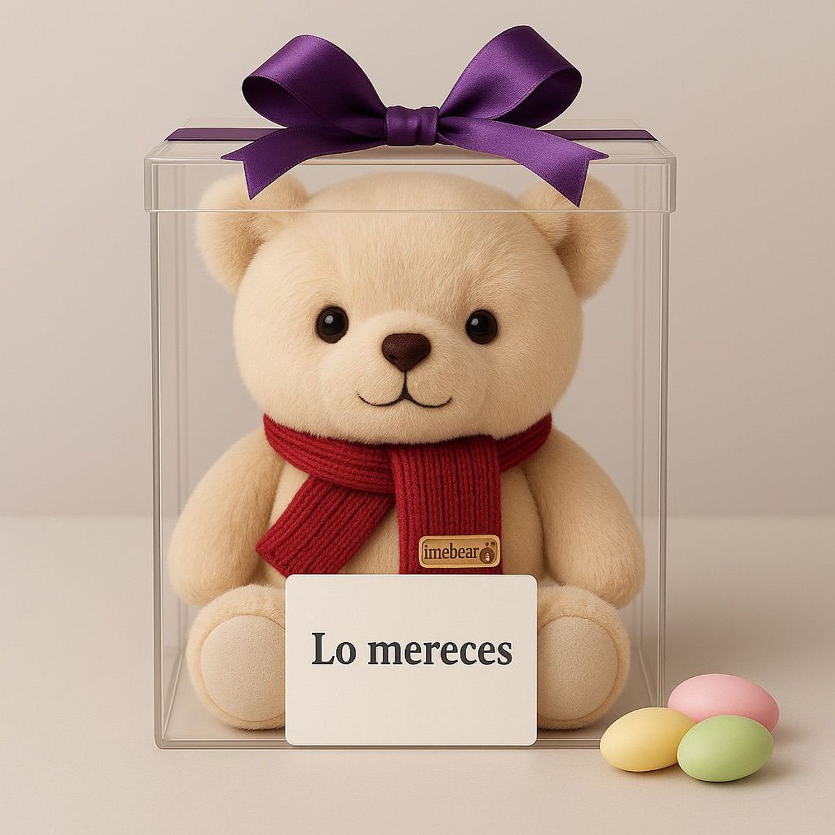 GENERICO - Osito de Peluche Marrón con Bufanda Roja