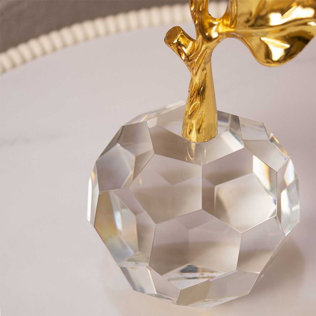 PANORAMA HOGAR - Figura Decorativa Naranja en Cristal con Detalle Dorado 205cm