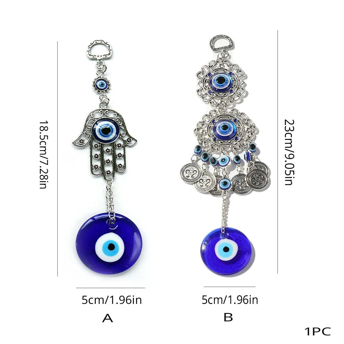 GENERICO - Colgante Ojo Turco Azul en Cristal y Aleación Amuleto Decorativo