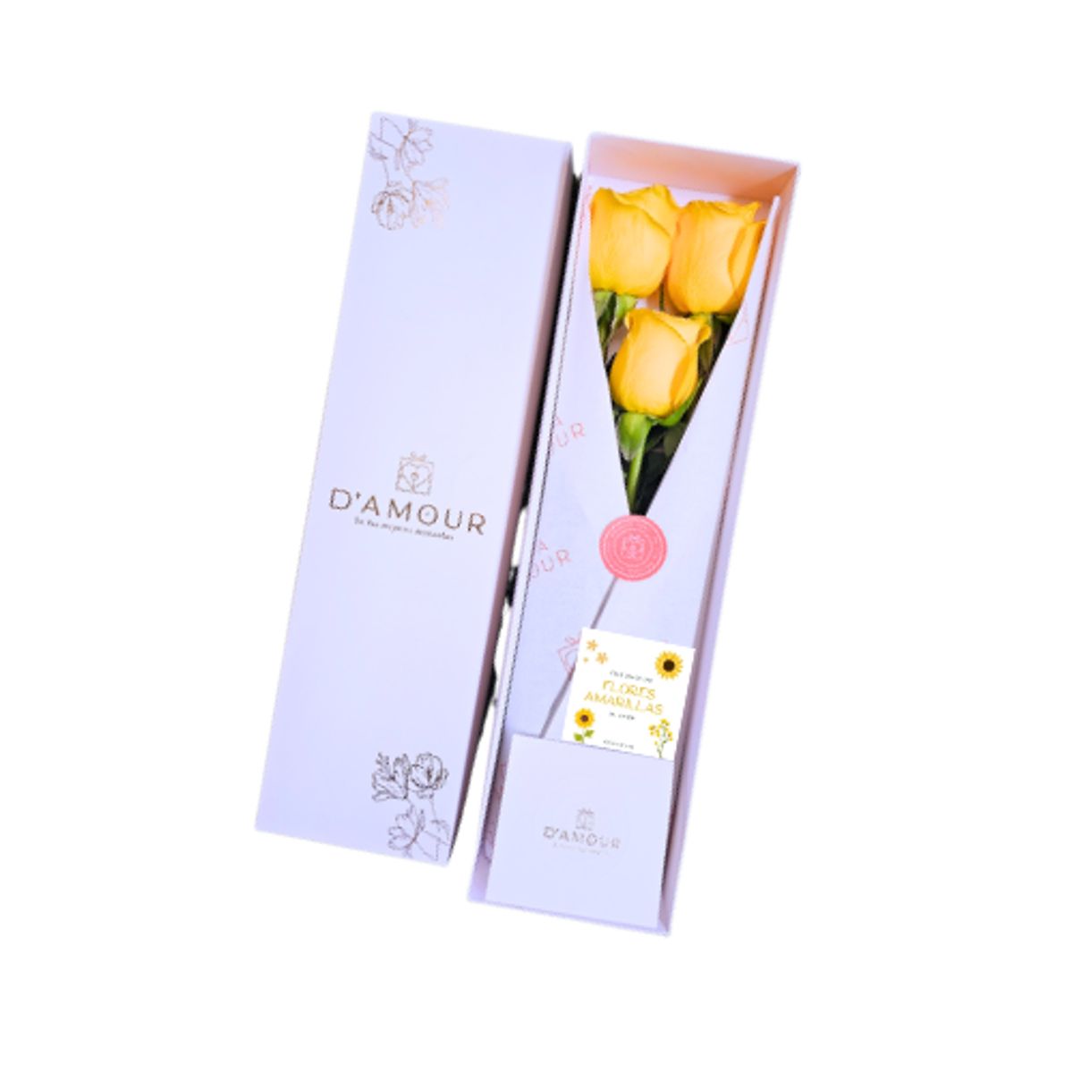 D'AMOUR - Caja De 03 Rosas Amarillas