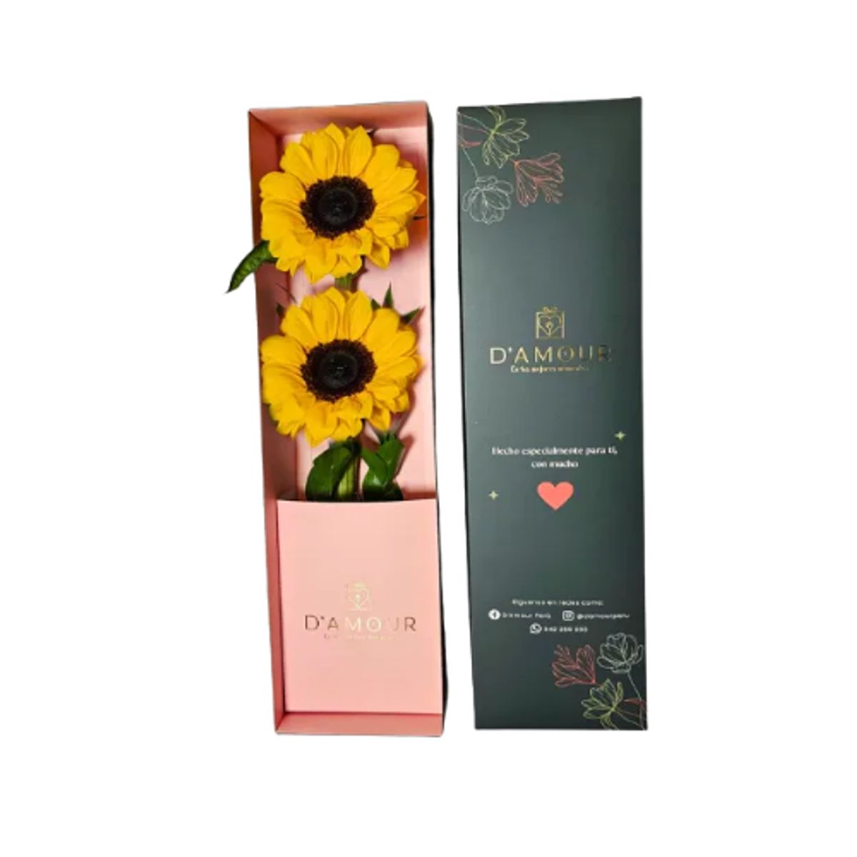 D'AMOUR - Caja De 02 Girasoles - Flores Amarillas