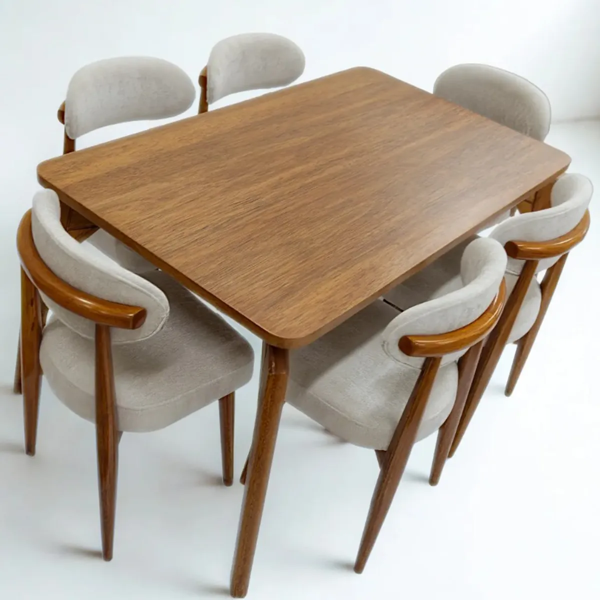 ALTO HOGAR - Juego De Comedor Atenea 6 Sillas Beige Madera Tornillo