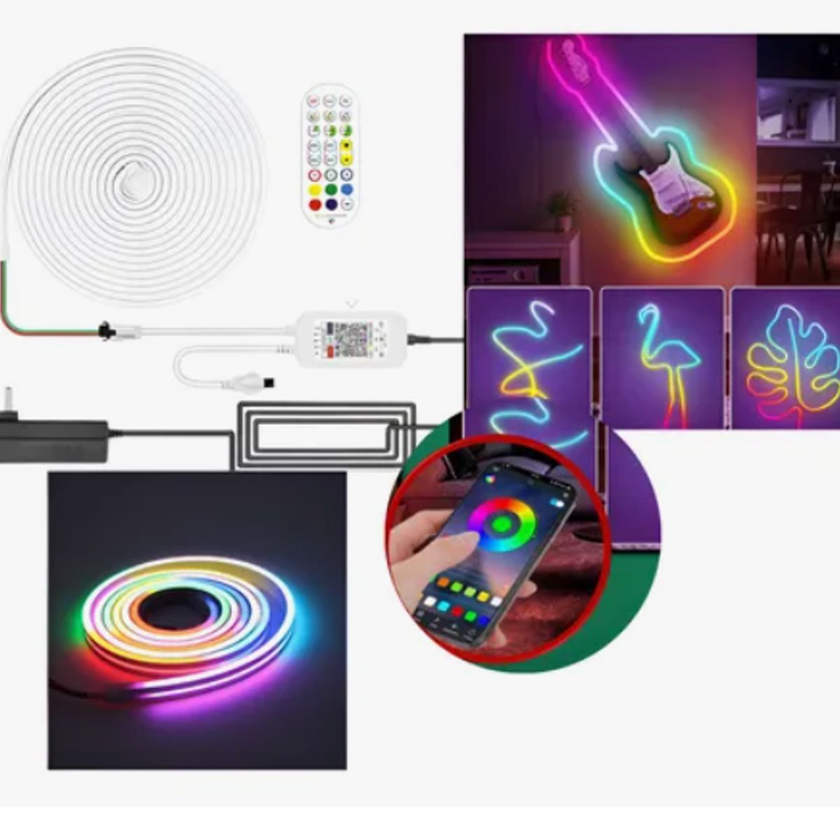 GENERICO - Tira De Luces Led Neon Pixel Flex 5mts12v Con App+control