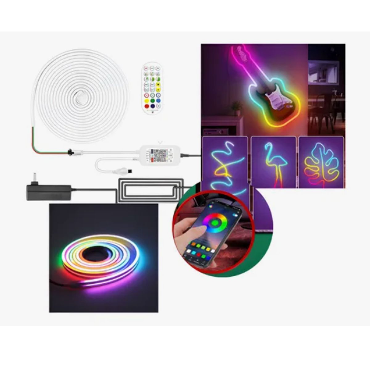 GENERICO - Tira De Luces Led Neon Pixel Flex 5mts12v Con App+control