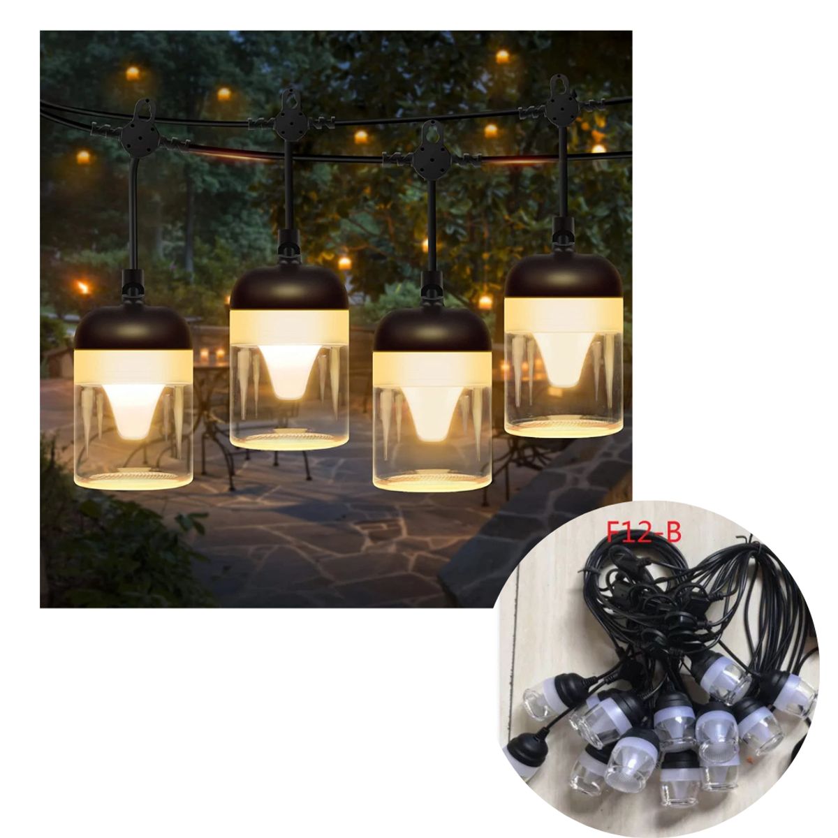 GENERICO - LUCES Guirnaldas 5m + 10 bombillas Led Exterior Jardin DecoraCION