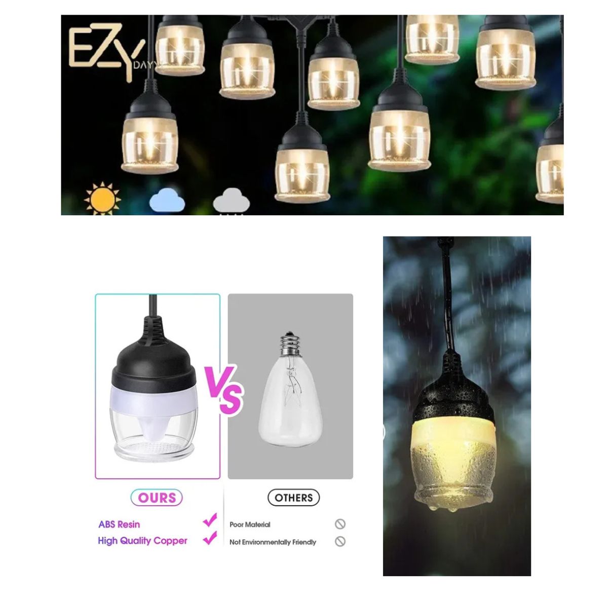 GENERICO - LUCES Guirnaldas 5m + 10 bombillas Led Exterior Jardin DecoraCION