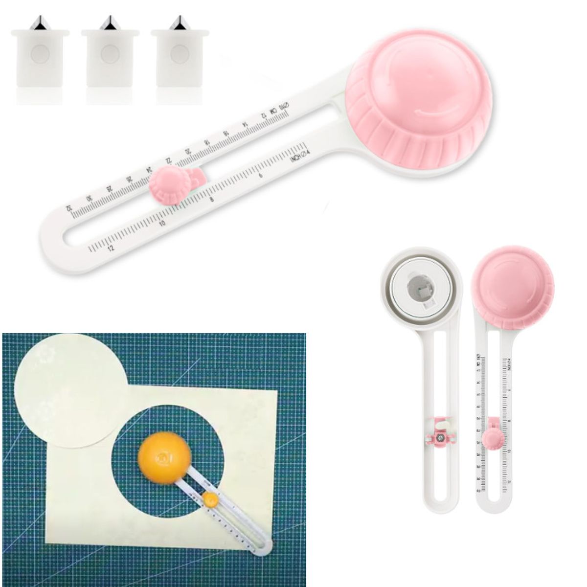 GENERICO - Cortador Circular Reg Manualidades + Cuter Papel Foto Mica