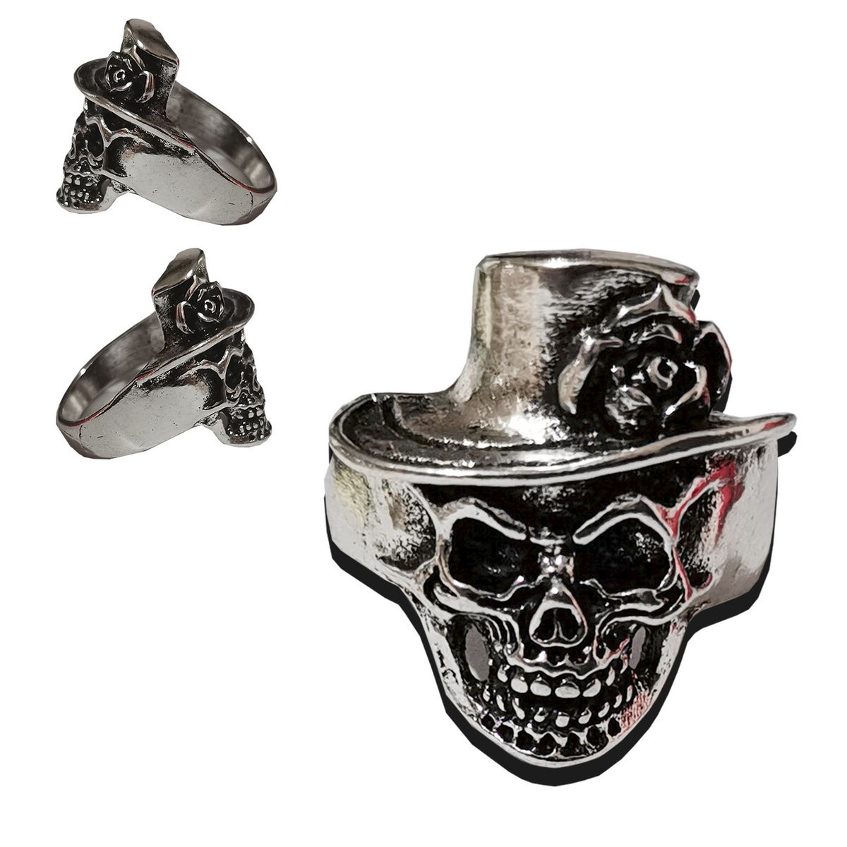 GENERICO - Anillo De Acero inox Calavera plateado unisex