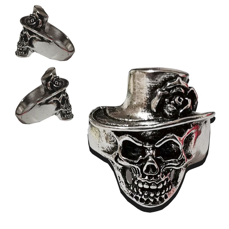 GENERICO - Anillo De Acero inox Calavera plateado Nosferatu unisex