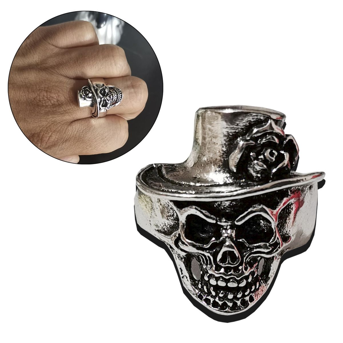 GENERICO - Anillo De Acero inox Calavera plateado Nosferatu hombre y mujer