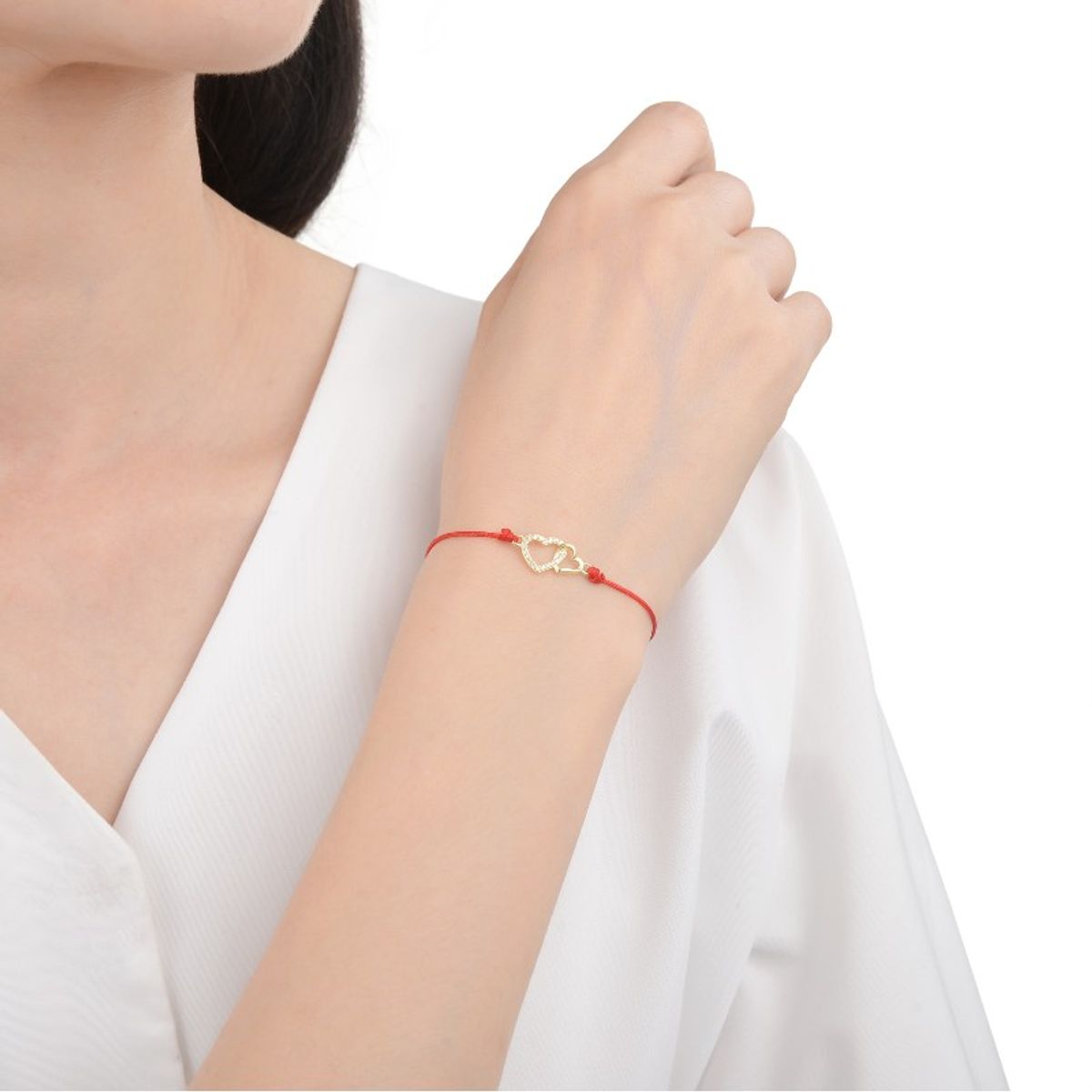 SANTORAL - Pulsera Corazón Duo Brillos Dorada - Plata
