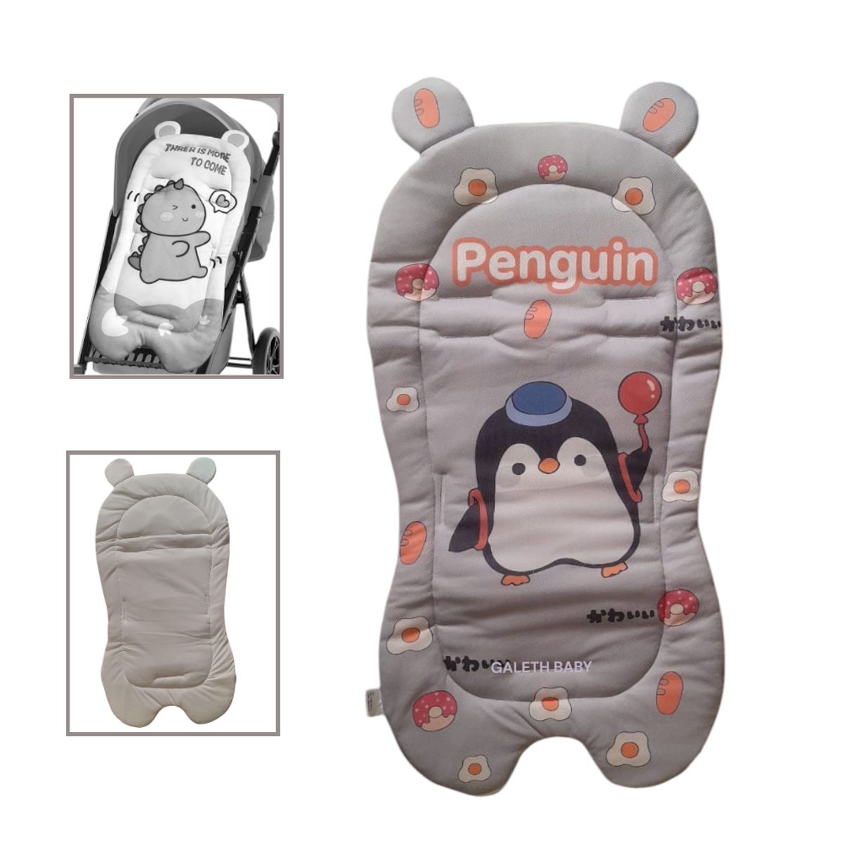 GENERICO - COJIN ASIENTO SUAVE PARA COCHE DE BEBÉ - DISEÑO PINGUINO
