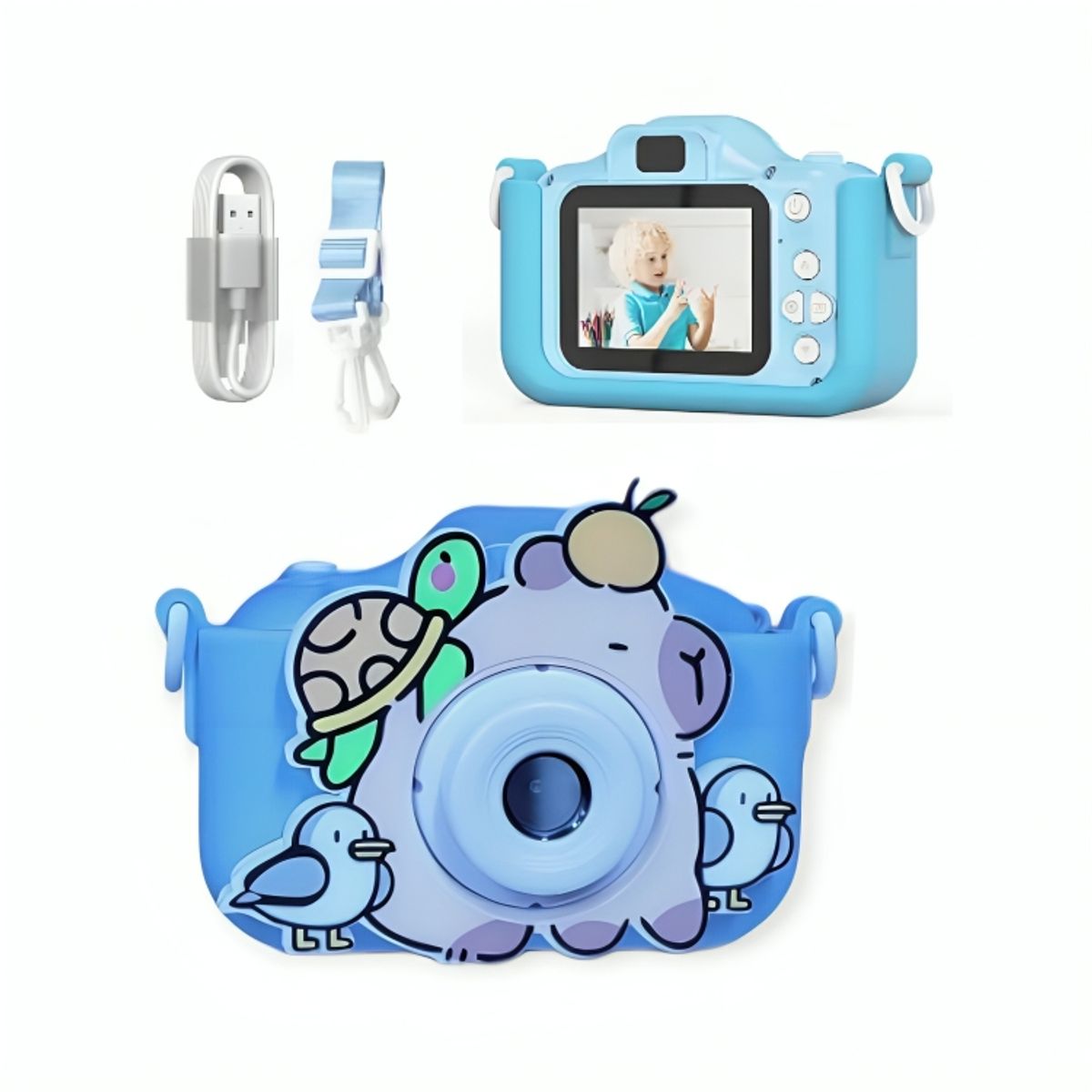 GENERICO - Mini Cámara Digital Recargable con Protector Capibara para Niños