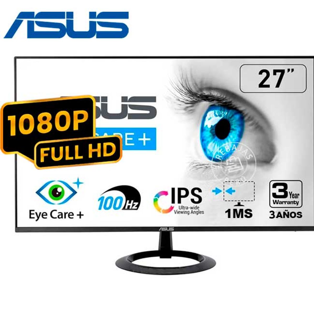 ASUS - Monitor ASUS VZ27EHF 27 FHD IPS 100Hz 1ms Eye Care HDMI VESA