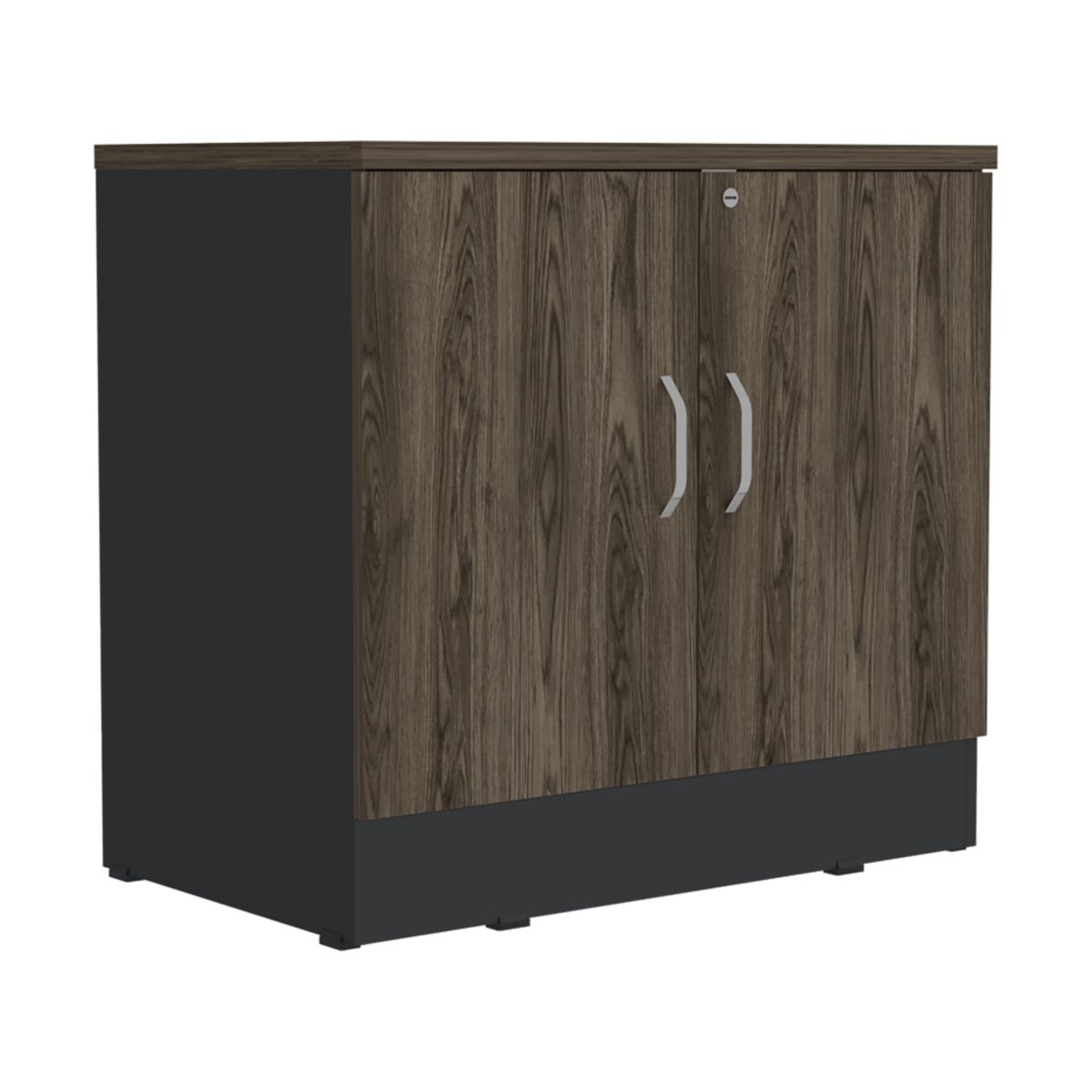 FMFURNITURE - Aparador 2 Puertas  Fm-002O Café Oscuro Y Negro
