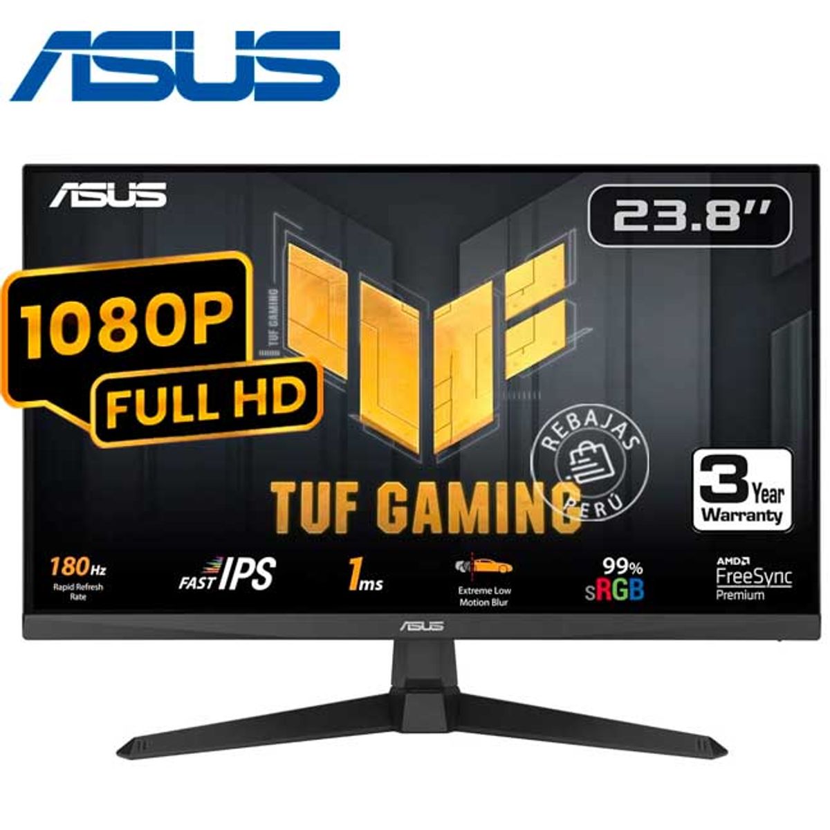 ASUS - Monitor ASUS TUF VG249Q3A 24 FHD IPS 180Hz 1ms GTG FreeSync ELMB