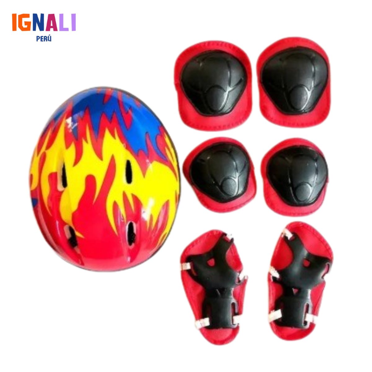 GENERICO - Set de seguridad Casco Rodilleras Coderas Muñequeras