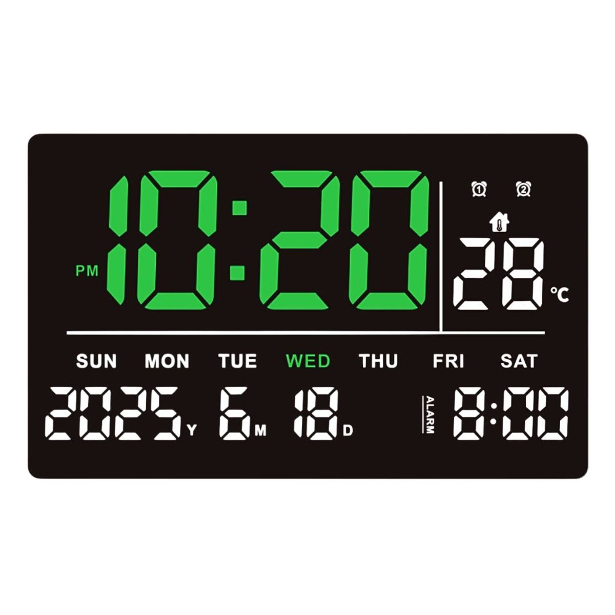 GENERICO - Reloj Digital LED 14.5 ” con Calendario Alarma y Temperatura