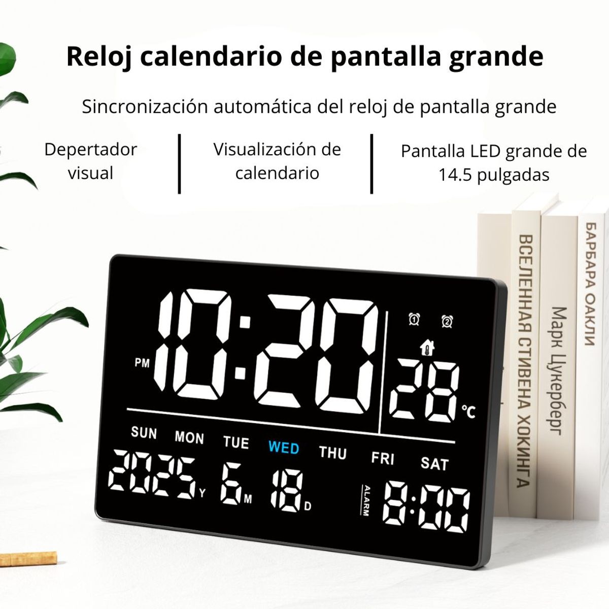 GENERICO - Reloj Digital LED 14.5 ” con Calendario Alarma y Temperatura