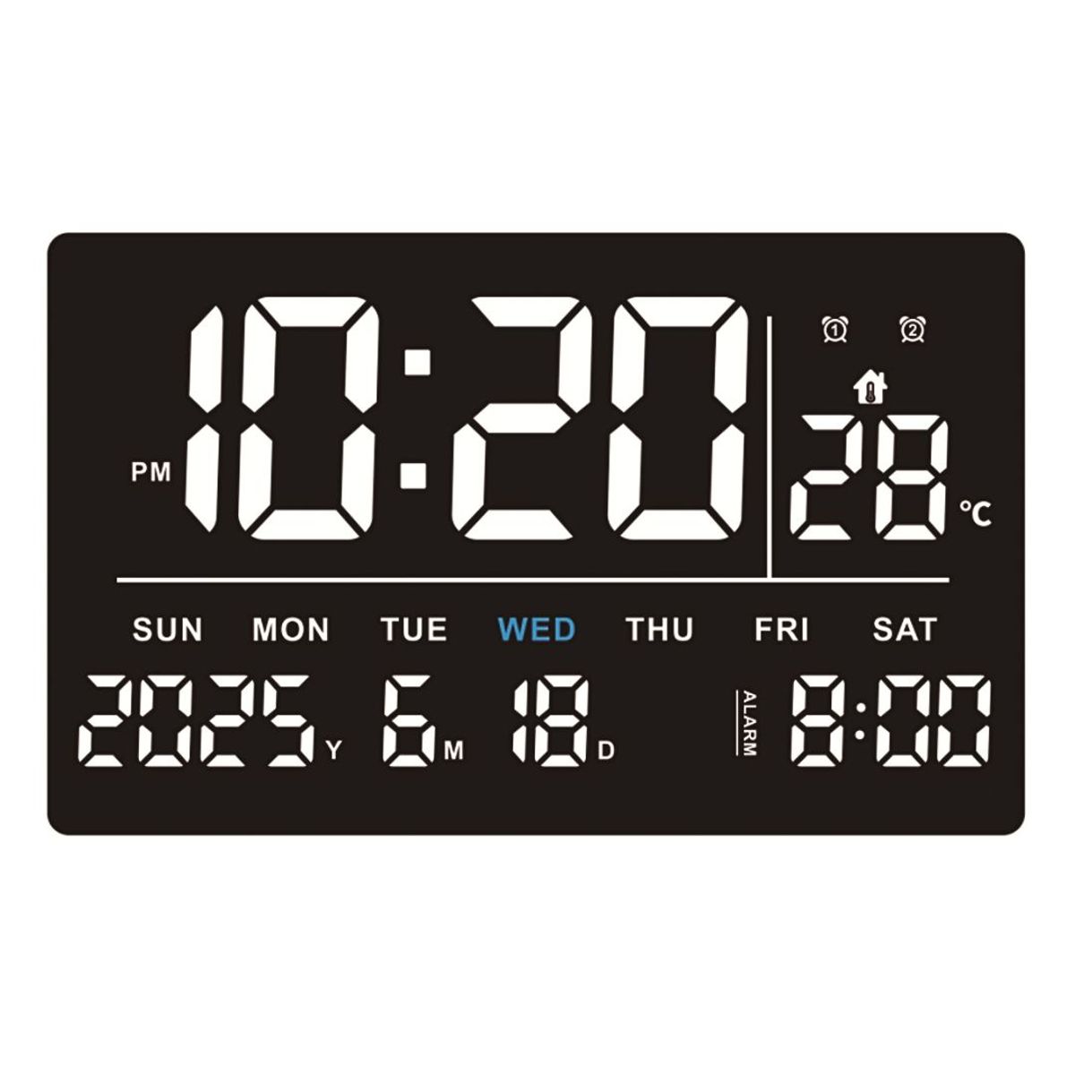 GENERICO - Reloj Digital LED 14.5 ” con Calendario Alarma y Temperatura