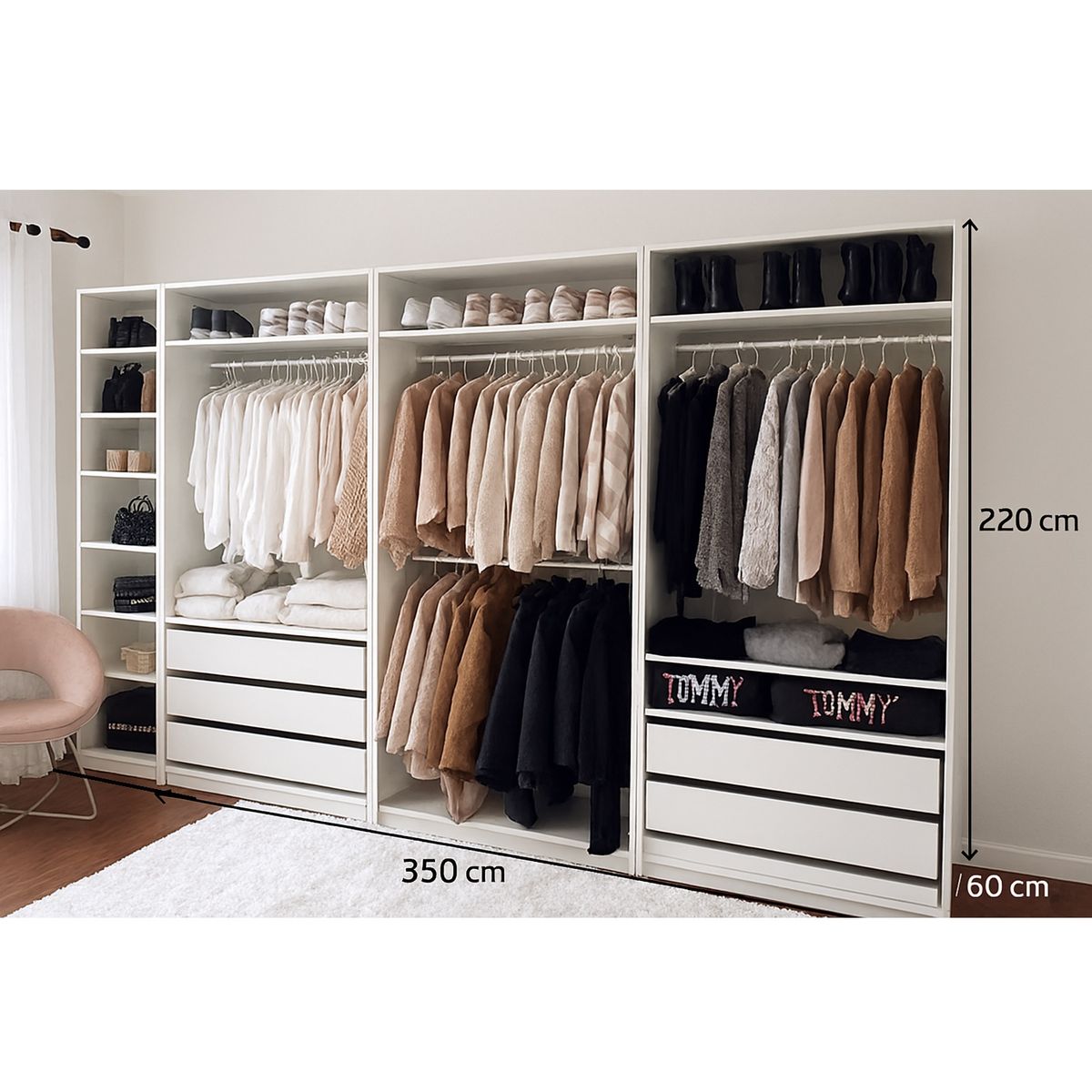 TU MESITA - Armario Abierto Completo Xiomy 4 Módulos Blanco TU MESITA