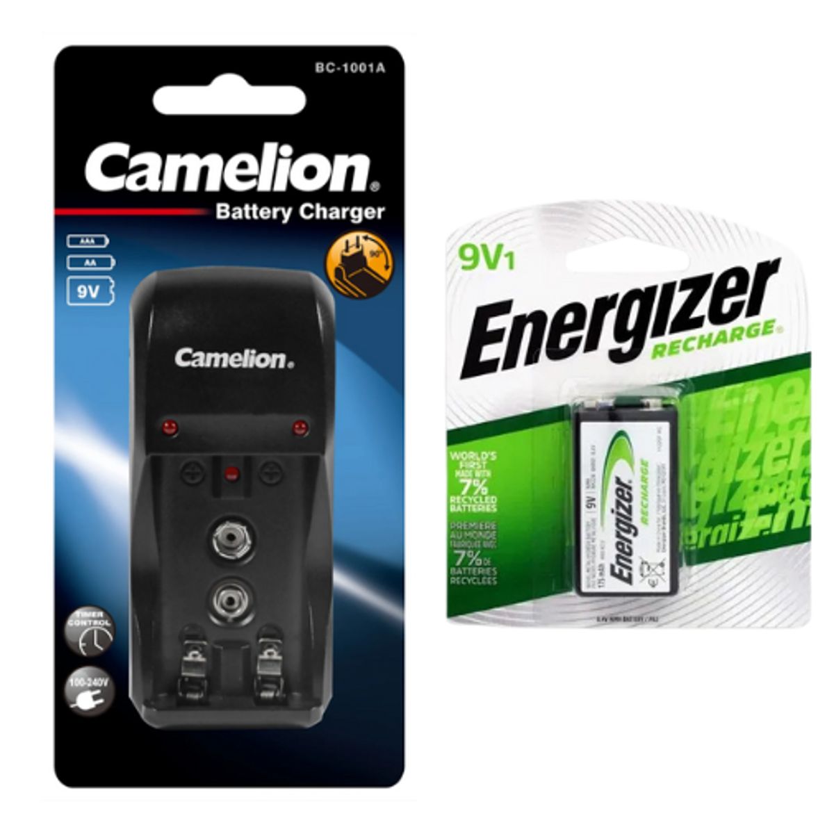 CAMELION - Cargador para  2xAA -2xAAA y 9v +1 Batería Recargable 9V de 175mah
