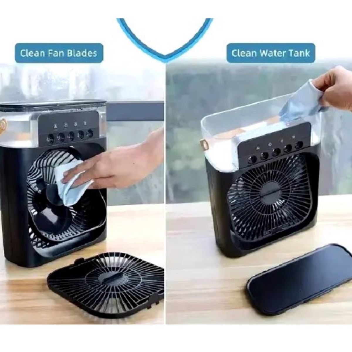 GENERICO - Mini Ventilador Portatil Aire Acondicionado Luz 3 Modos