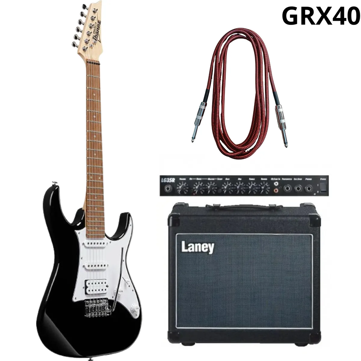 IBANEZ - Pack  Guitarra Eléctrica Ibanez GRX40MGNBK + Amplificador Laney GR35 + cable 6MT
