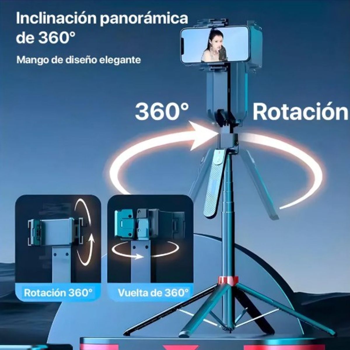 OEM - SELFIE STICK  Y TRIPODE 180CM CON SEGUIMIENTO FACIAL POR IA
